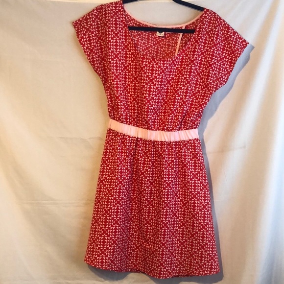 Roxy red and pink open back mini dress. Size large - Picture 1 of 4